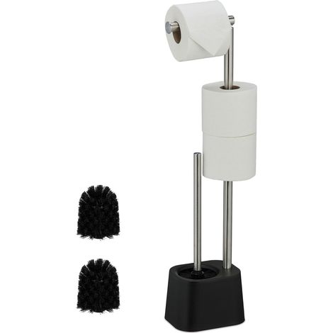 Porta carta igienica in acciaio inox con scopino
