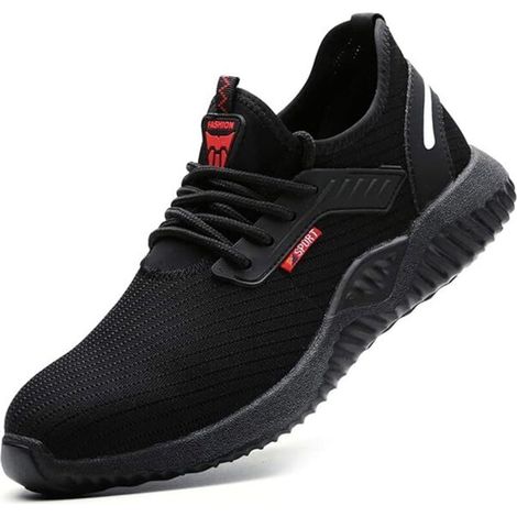 Scarpe antinfortunistiche da uomo e da donna, scarpe da lavoro leggere e traspiranti con puntale in acciaio, standard S1, per edilizia e industria, basket, taglia 42 (UE) -Crezuo