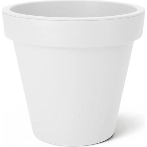 Jardinière ronde XXL en plastique blanc, diamètre 58 cm, résistante pour usage intérieur et extérieur, lot de 1 pièce (1/5)