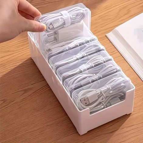 Boîtier de gestion des câbles avec 7 faisceaux de câbles, boîtier de gestion des câbles de bureau avec interrupteur (transparent)