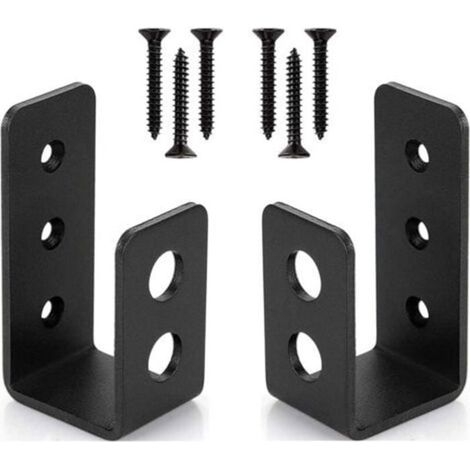 Lot de 2 supports de porte en acier robuste pour portes 2 x 4, barre de sécurité en forme de U (1/4)