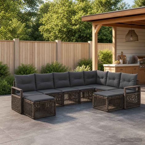 Set Divano da Giardino 9 pcs Grigio polyrattan vidaXL (1/5)