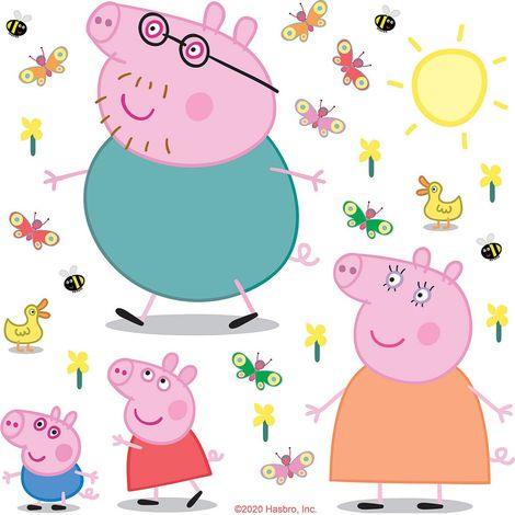 Sticker Peppa pig et sa famille - 1 planche 30 x 30 cm (1/5)