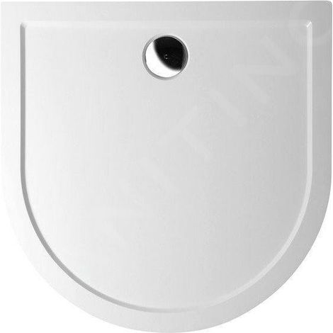 Receveur de douche en marbre moulé ISA en forme de D 90x90cm, blanc (1/4)