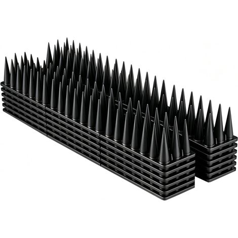 Irovami Pics anti-oiseaux en plastique de 43 cm, répulsifs contre les chats et les pigeons, pour toiture, clôture et mur, usage extérieur, noir (1/5)