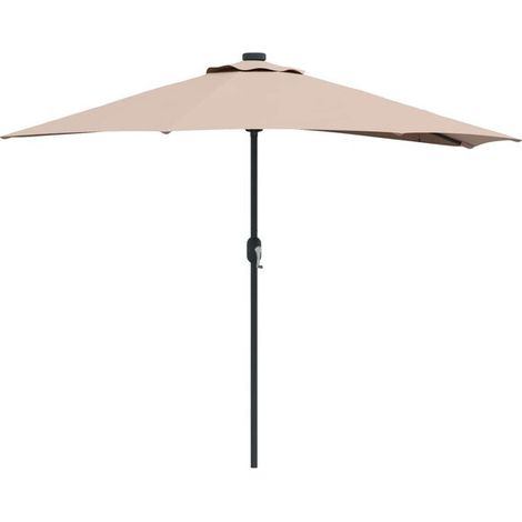 Parasol de jardin gris-brun, dimensions : 294 x 150 x 224 cm, matériau : polyester et acier. (1/5)