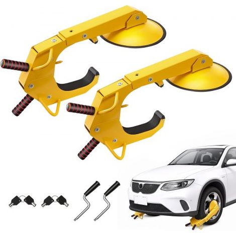 Antivol Voiture Universel Lot de 2 Sabots de Roue Antivol 16-38 cm Bloque-Roue en Acier Q235 Grande Ventouse 30 cm 4 Clés Dispositif de Blocage de Roue pour Véhicules Caravanes Camions Moto SUV (1/4)