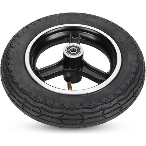 Pneu gonflable en caoutchouc de 10 pouces pour trottinette électrique, moyeu de roue avant en alliage d'aluminium, forme symétrique, sans gaz (1/5)