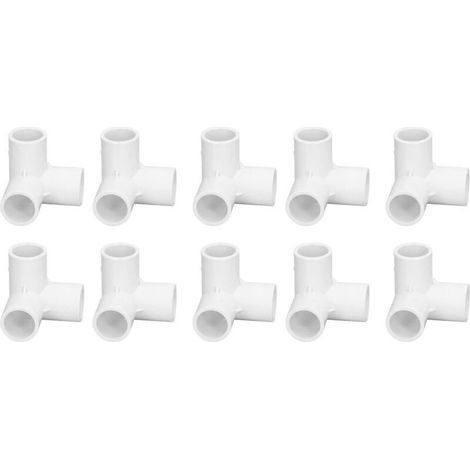 3-Wege-Winkelverbinder, 10 Stück 3-Wege-PVC-Rohrverbinder, rechtwinkliger T-förmiger Winkelverbinder, PVC-Rohrbogenverbinder mit 20 mm Innendurchmesser (B)