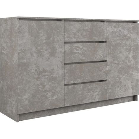 Kommode 4 Schubladen, 2 Schränke, 140 Beton Sideboard Bella (1/4)