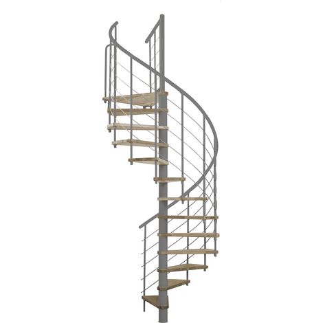Minka Spindeltreppe Venezia Smart 38 - 305,5cm Geschosshöhe Eiche Grau 160cm Durchmesser
