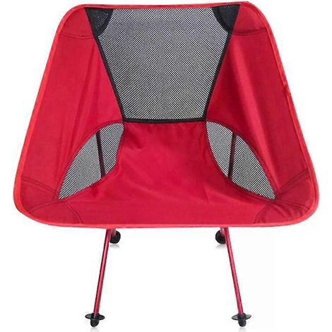 Chaise de camping pliante portable - Fauteuil inclinable léger en aluminium, rouge (1/5)
