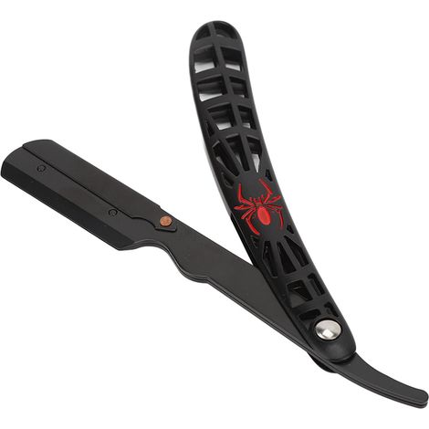 Porte-Rasoir Droit Homme Professionnel Manche Creux Support Rasoir Manuel Coiffure Visage Rouge Araignée (1/5)