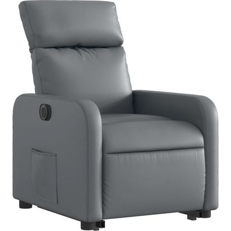 Poltrona relax TV con comodissima funzione di sollevamento elettrico in PVC grigio DEC028380