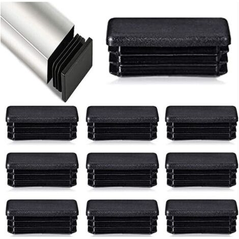 Lot de 12 bouchons à lamelles pour tubes rectangulaires - 80 x 40 mm - Pour tubes métalliques - Pour chaises tubulaires et meubles - Noir