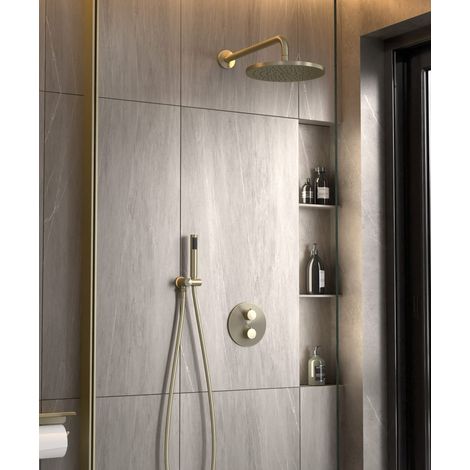Conjunto ducha termostática Oro cepillado - Corbeau