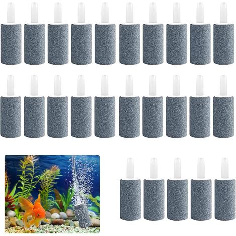 25 pièces Aquarium Pierre à air 15 mm Cylindre diffuseur de Bulles - Dispositif pour Pompes à air Nano, Petits Seaux, Aquariums et Réservoirs DWC de Jardin Extérieur (1/5)