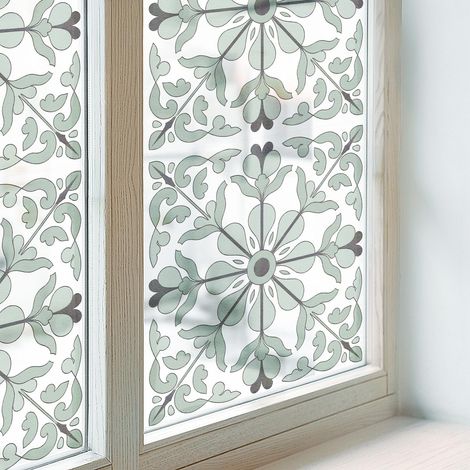 Sichtschutzfolie 200x100 cm Milchglas Blickdicht Folie für Badezimmer Dekorfolie PVC Dekorativ Selbstklebend Sichtschutz Fenster Pflanzenmuster