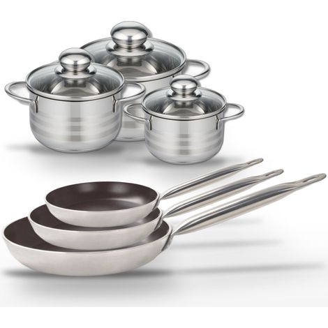 Lot 3 Poêles 24/28/32cm & 3 Faitouts 12/14/16cm Elo Bistro Line (1/5)