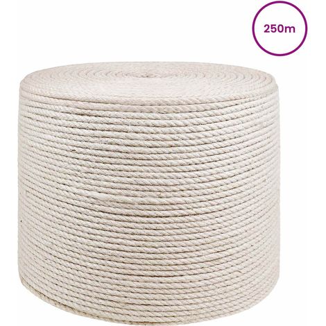 vidaXL Jute Rope 250 m 6 White 100% Tossa jute