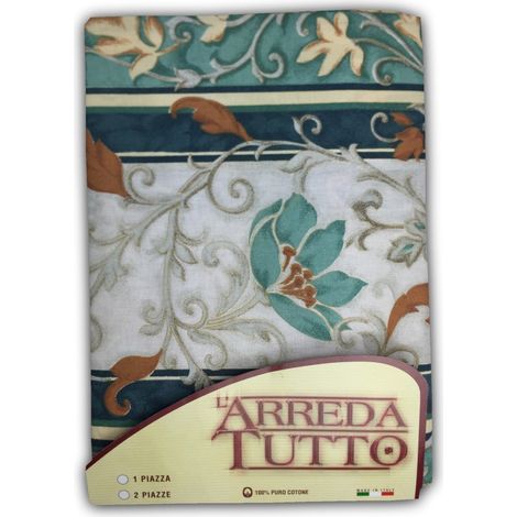 TELO ARREDO COPRITUTTO GRAN FOULARD COPRILETTO COPRIDIVANO TESSUTO EDERA VERDE 2 PIAZZE