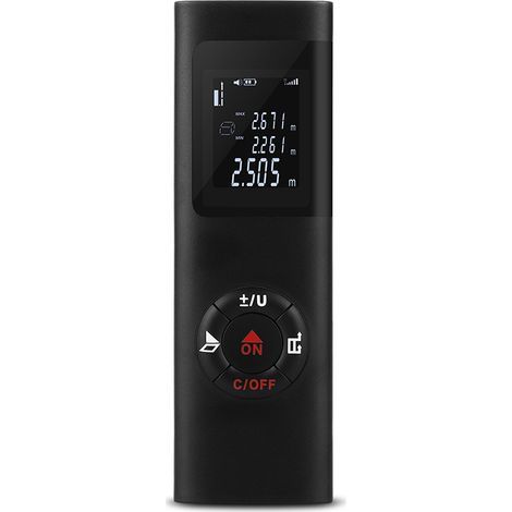 Télémètre laser, télémètre laser 60 m/196 pi, télémètre numérique portable avec rétroéclairage, rechargeable, pour mesures de volume/surface/mesures pythagoriciennes