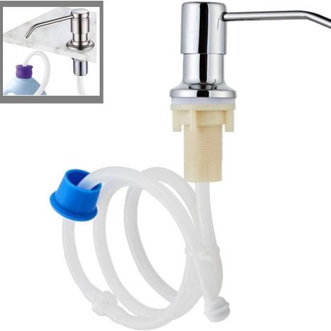 Distributeur de Savon, Distributeur en Acier Inoxydable 360° avec Tube d'Extension 45 Pouces pour Évier de Cuisine et Salle de Bain