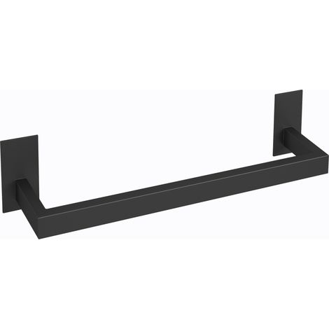Toallero negro mate 37 cm de pared cuadrado adhesivo de Valaz (1/2)