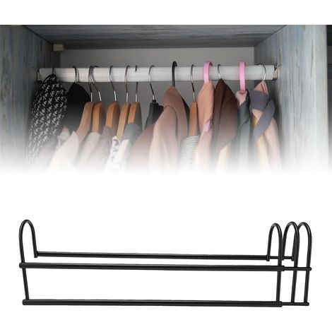 Cintre Peu Encombrant Fer Métallique Extensible 2 Niveaux, Double Couche Réglable 26,77 Pouces, Organisateur Cintre Robuste, Solution Rangement Polyvalente pour Sacs à Main (1/5)