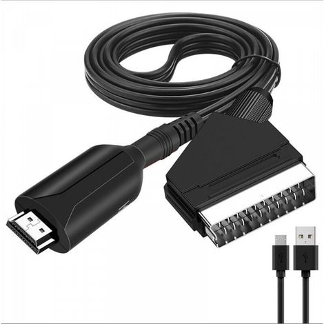 1PC Convertisseur vidéo hdmi vers péritel hdmi vers péritel tête de balai boîtier de conversion audio et vidéo câble adaptateur 1 m (1/5)
