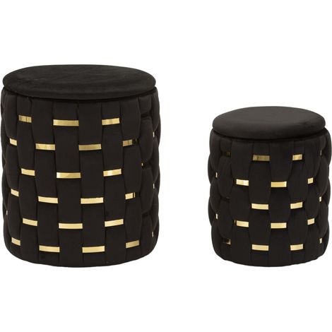 Ensemble de 2 abris de jardin noirs Puff With Storage Shanty (Ø 37 x 42 cm - 28 x 35 cm) (1/5)