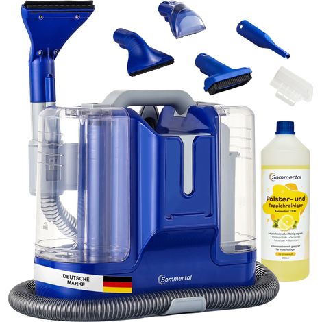 SOMMERTAL CompactCleaner WS450 5in1 +1L Polsterreiniger, Gerät für Teppiche, Treppen, Polster, Sofa, Auto, Tiere, Flecken, Leistungsstarker 450w Motor, Waschsauger, mit Zubehör, Selbstreinigung (1/5)