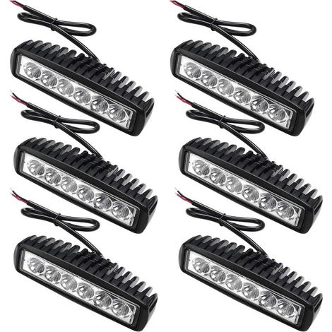 6 x 18W LED de travail 12V 24V offroad projecteur pour tracteur, excavatrice, Projecteurs, IP67 - Noir