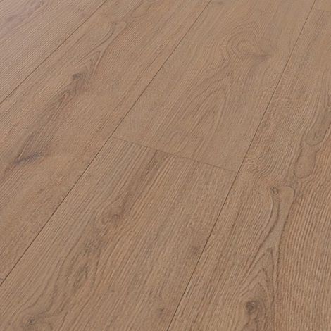 Parquet stratifié chêne brun 1380 x 193 x 8 mm – Résistance à l'abrasion AC4 – Compatible chauffage au sol – Pose clic 5G - D3128
