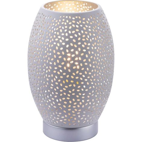 Lampe de Bureau métallique Couleur Argent, culot E27, Puissance 40 W, idéale pour l'éclairage d'ambiance et la décoration. (1/2)