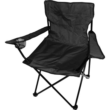 Mojawo Folding Chair Fishing Camping Chair with Cup Holder and Carry Bag Black (1/2)