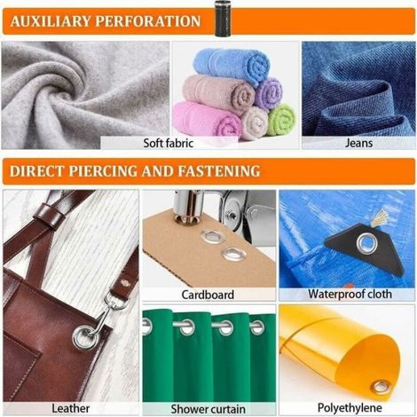 Pince À Oeillets - Ø 10 mm - Pour Bâches Tissus Cuir - Lot De 300 Oeillets + 300 Rondelles - Outil Manuel Portable (1/5)