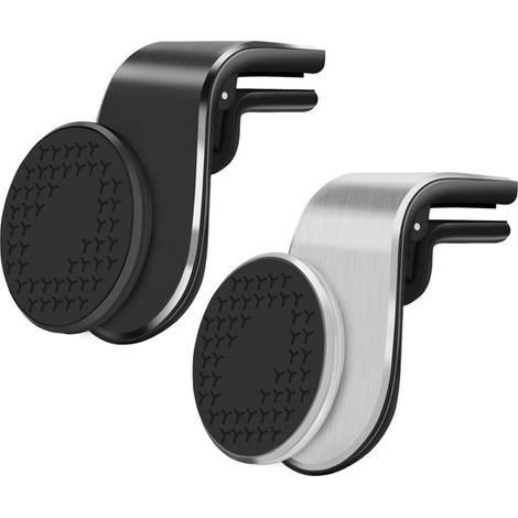 Juego de dos soportes magnéticos para teléfono de coche, soporte portátil para la rejilla de ventilación, diseño magnético giratorio de 360°, apto para teléfonos iPhone y Huawei. (1/4)