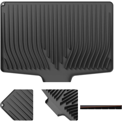 Küchenabtropfmatte – mit Abflussrille – schwarz – rutschfest – hitzebeständig – 35 x 48 cm (1/4)