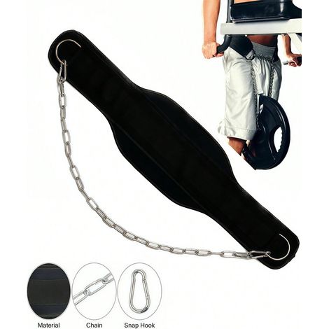 Ceinture de musculation renforcée avec chaîne ou cordon ajustable, pour powerlifting, bodybuilding, CrossFit, capacité 600 lbs, construction robuste, doublure en daim, double anneaux D (1/4)