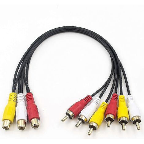 Câble répartiteur RCA, adaptateur audio/vidéo AV 3 RCA femelles vers 6 RCA mâles (1/4)