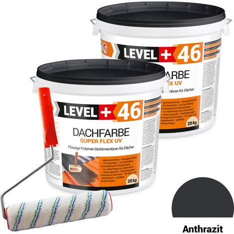 LEVEL+ Dachfarbe Sockelfarbe elastische L+46 ANTHRAZIT - 40KG + Farbroller 25cm