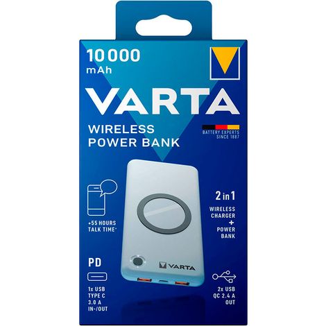 WIRELESS POWER BANK 10.000mA VARTA 100/240V (1/2)