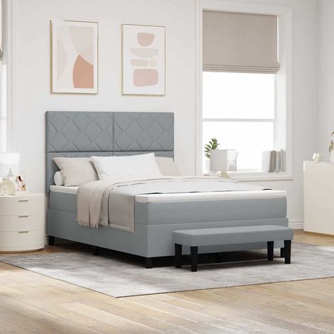 vidaXL Letto a molle con cuscino Grigio chiaro 140 x 190 cm Tessuto (1/5)