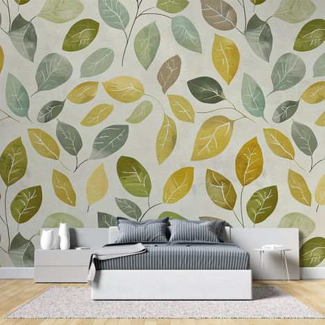 Papier peint feuillage feuilles d automne pastel - 500 x 270 cm (1/2)