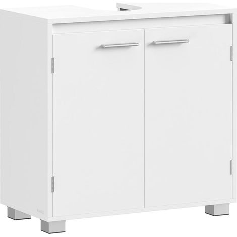 Mobile lavabo da bagno con 2 vani dietro le ante per vari tipi di lavabo con gambe 30 x 60 x 60 cm bianco 120006535