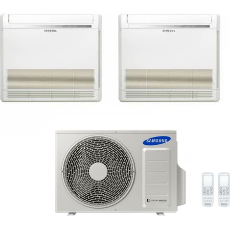 Samsung Dual Split Inverter Console 9+9 Klimagerät mit AJ040TXJ2KG/EU R-32 9000+9000 mit Fernbedienung im Lieferumfang - Neu