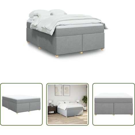 Matelas à ressorts ensachés - Sommier à lattes de lit avec matelas Gris clair 140x190cm Tissu (1/5)