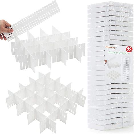 40 Stück Schubladentrenner, verstellbarer Schubladenorganizer für Unterwäsche, Socken, Make-up, Büromaterialien, Weiß
