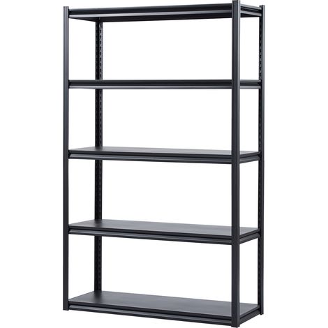 Mophorn 5-stöckige Garagen-Lagerregale – 3000 lbs Schwerlastkapazität, 18" tief x 48" breit x 78" hoch, verstellbares Metallregal. Ideal für Küche, Lager und Keller – schwarzes Finish
